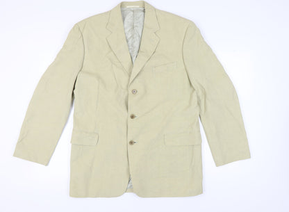 Jaeger Beige Linen Blazer Jacket Men Size 44L