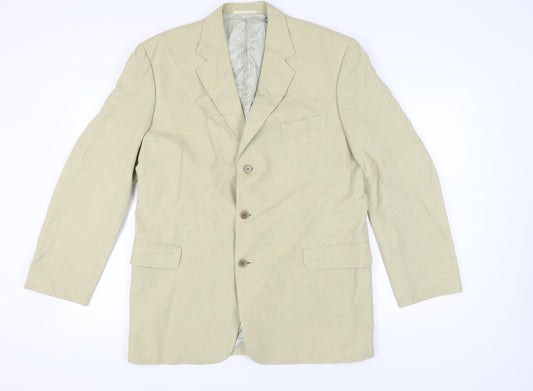 Jaeger Beige Linen Blazer Jacket Men Size 44L