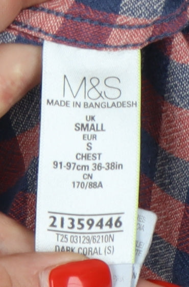 Marks and Spencer Men's Multicoloured Check Shirt S