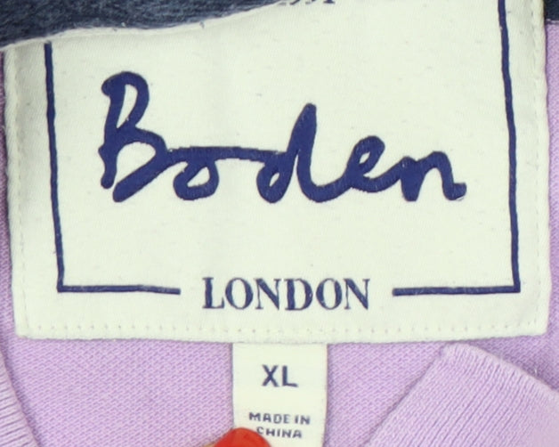 Boden Men's XL Purple Striped Short Sleeve Polo