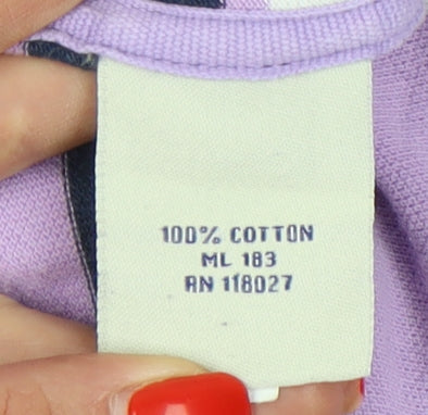 Boden Men's XL Purple Striped Short Sleeve Polo
