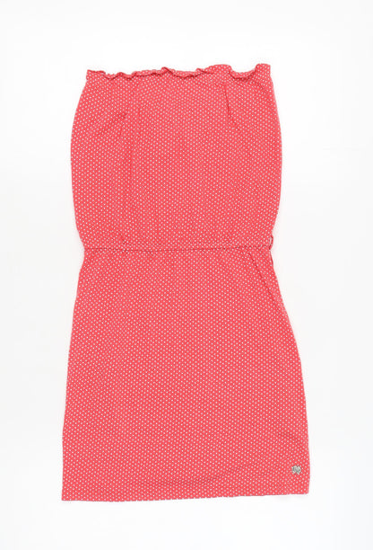 Billabong Women's Red Polka Dot Strapless Dress XS