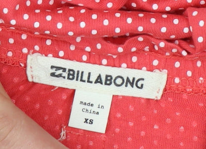 Billabong Women's Red Polka Dot Strapless Dress XS