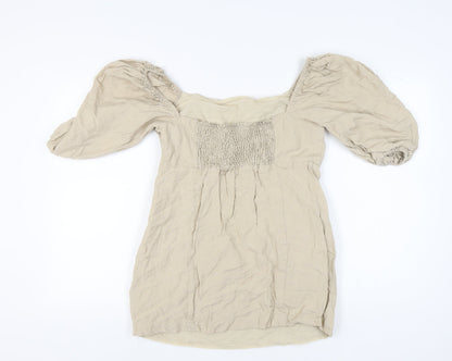 Womens UK Size 16 Warehouse Beige Tunic Blouse