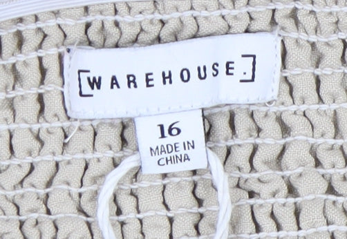 Womens UK Size 16 Warehouse Beige Tunic Blouse