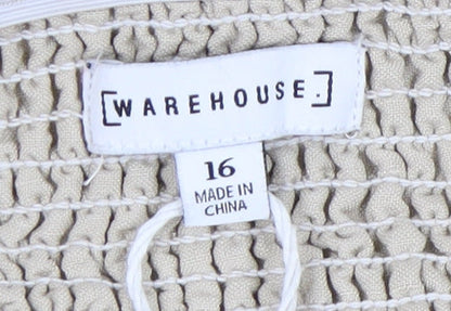 Womens UK Size 16 Warehouse Beige Tunic Blouse