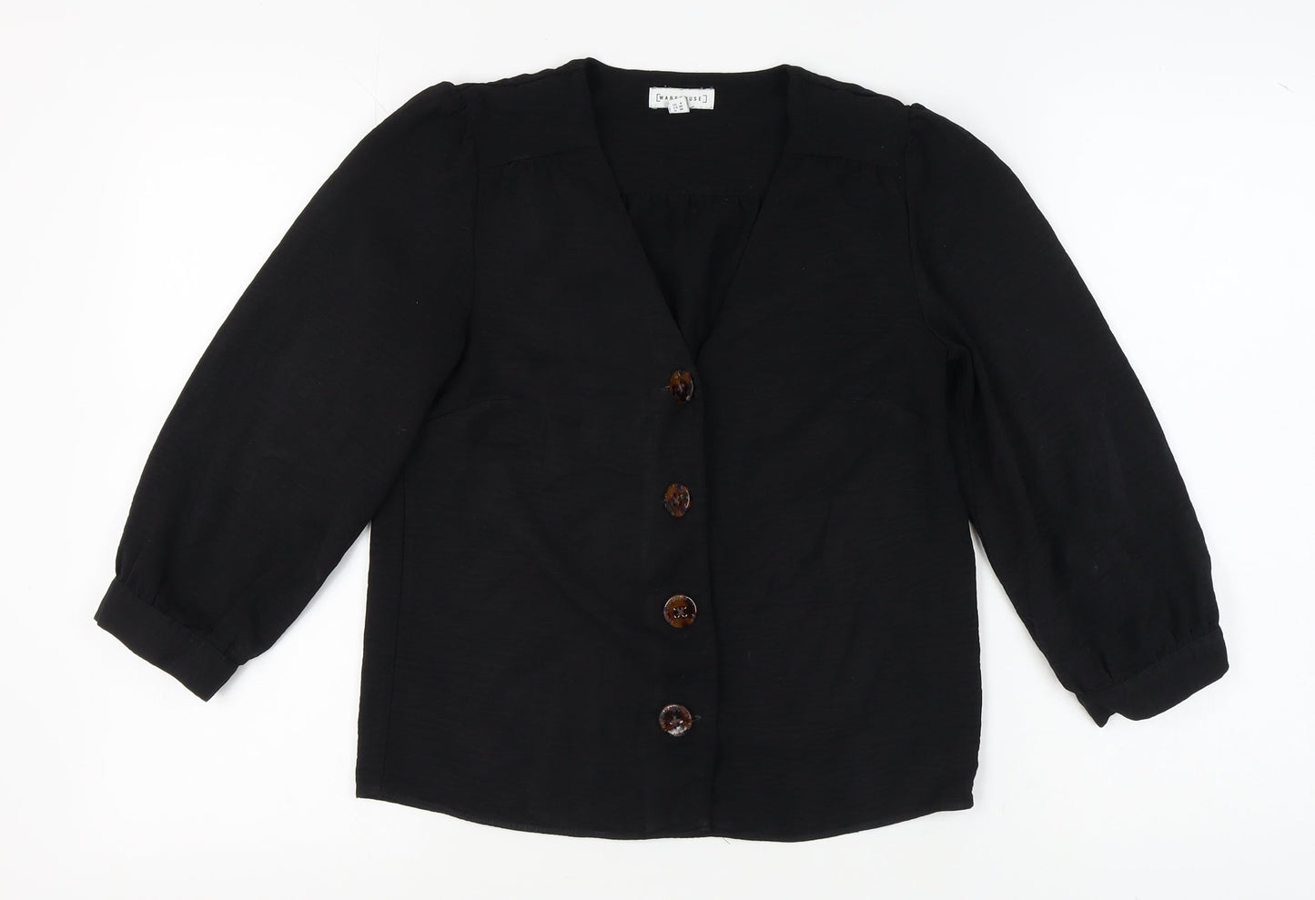 Warehouse Women's Black 3/4 Sleeve Blouse Size 8