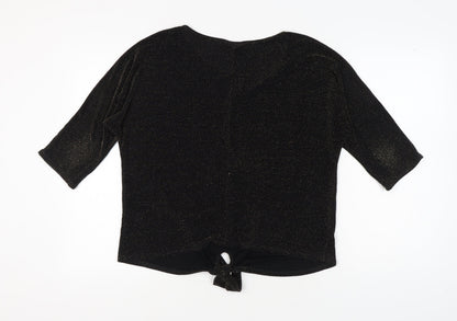 Wallis Women's Black Glitter Blouse Size L