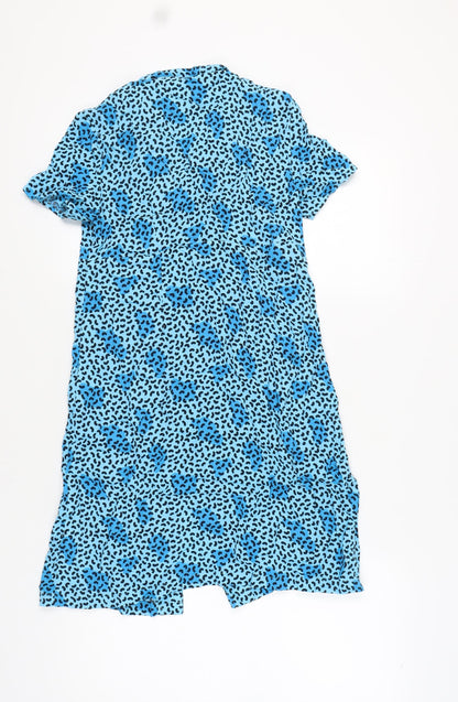 EDC Women's Blue Animal Print Shirt Dress, Size 4