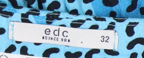 EDC Women's Blue Animal Print Shirt Dress, Size 4