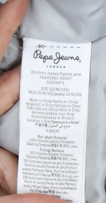 Pepe Jeans Teens Black Parka Jacket with Fur Trim