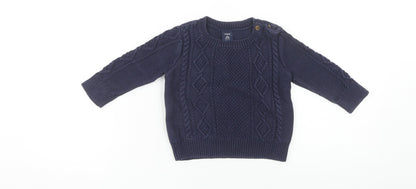 babyGap Unisex Blue Cotton Pullover Jumper 12-18 Months