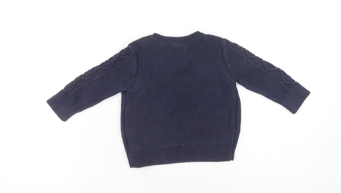 babyGap Unisex Blue Cotton Pullover Jumper 12-18 Months
