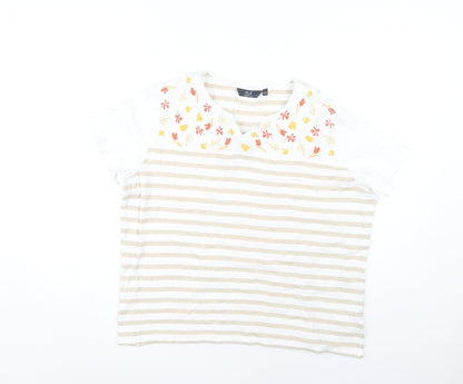 Womens UK Size L ISLE Beige Basic T-Shirt