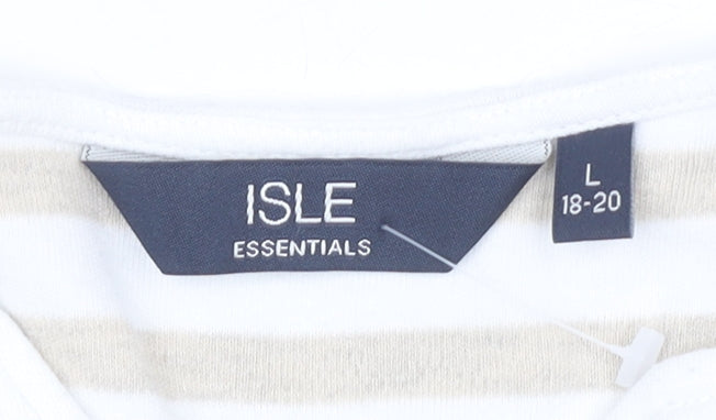 Womens UK Size L ISLE Beige Basic T-Shirt