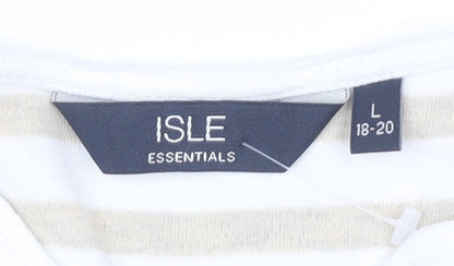 Womens UK Size L ISLE Beige Basic T-Shirt