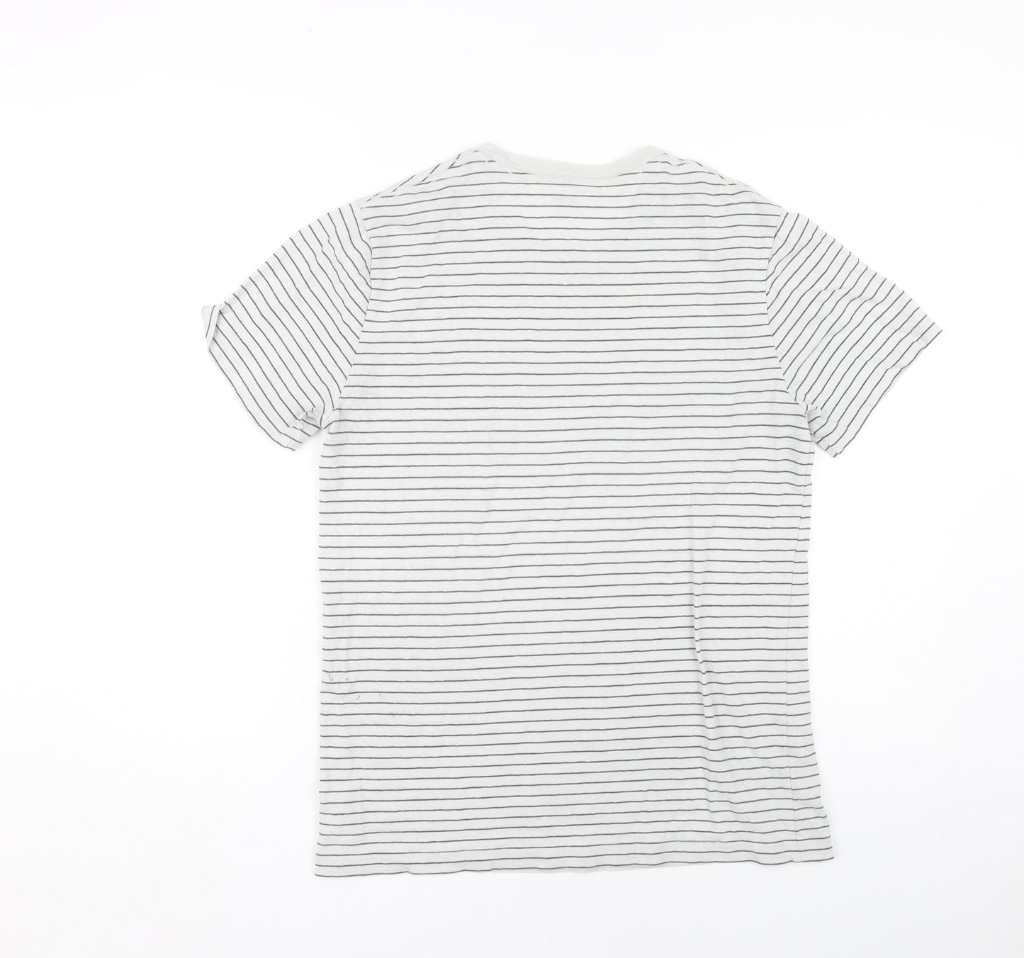 Old Navy Men's White Striped T-Shirt Crew Neck Medium
