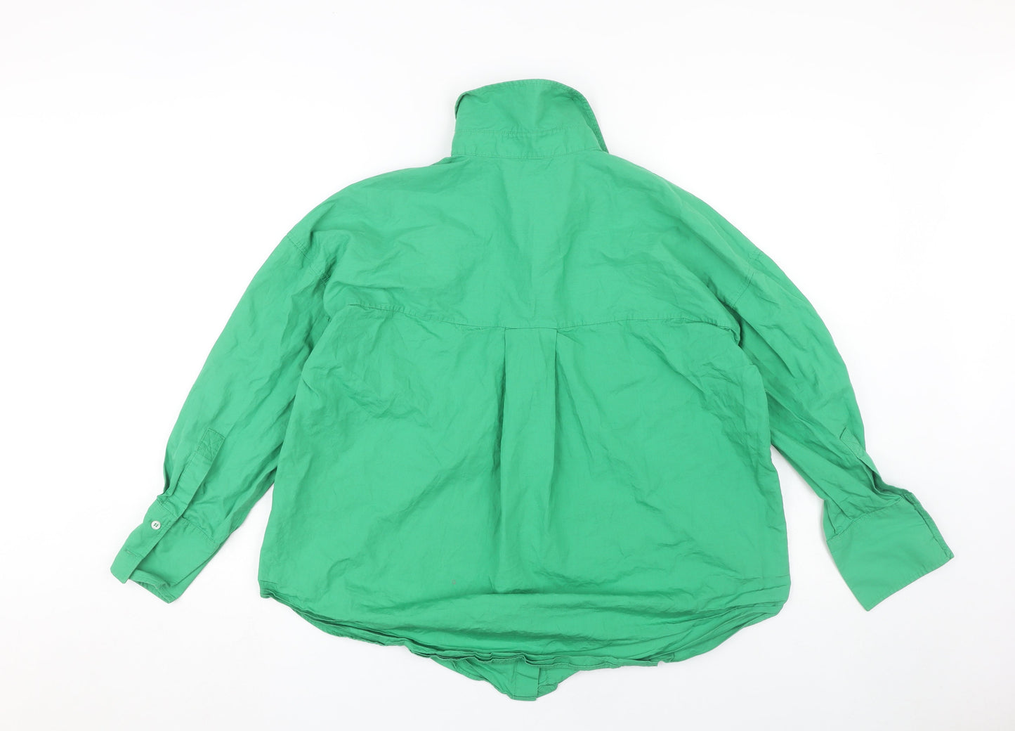 Womens UK Size S Zara Green Basic Button-Up