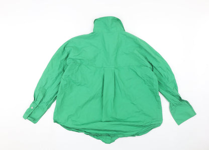 Womens UK Size S Zara Green Basic Button-Up