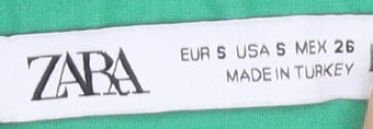 Womens UK Size S Zara Green Basic Button-Up
