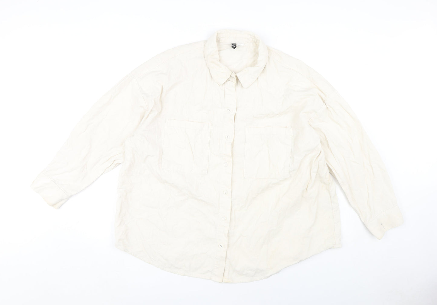 Womens UK Size L H&M White Basic Button-Up