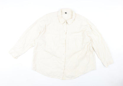 Womens UK Size L H&M White Basic Button-Up
