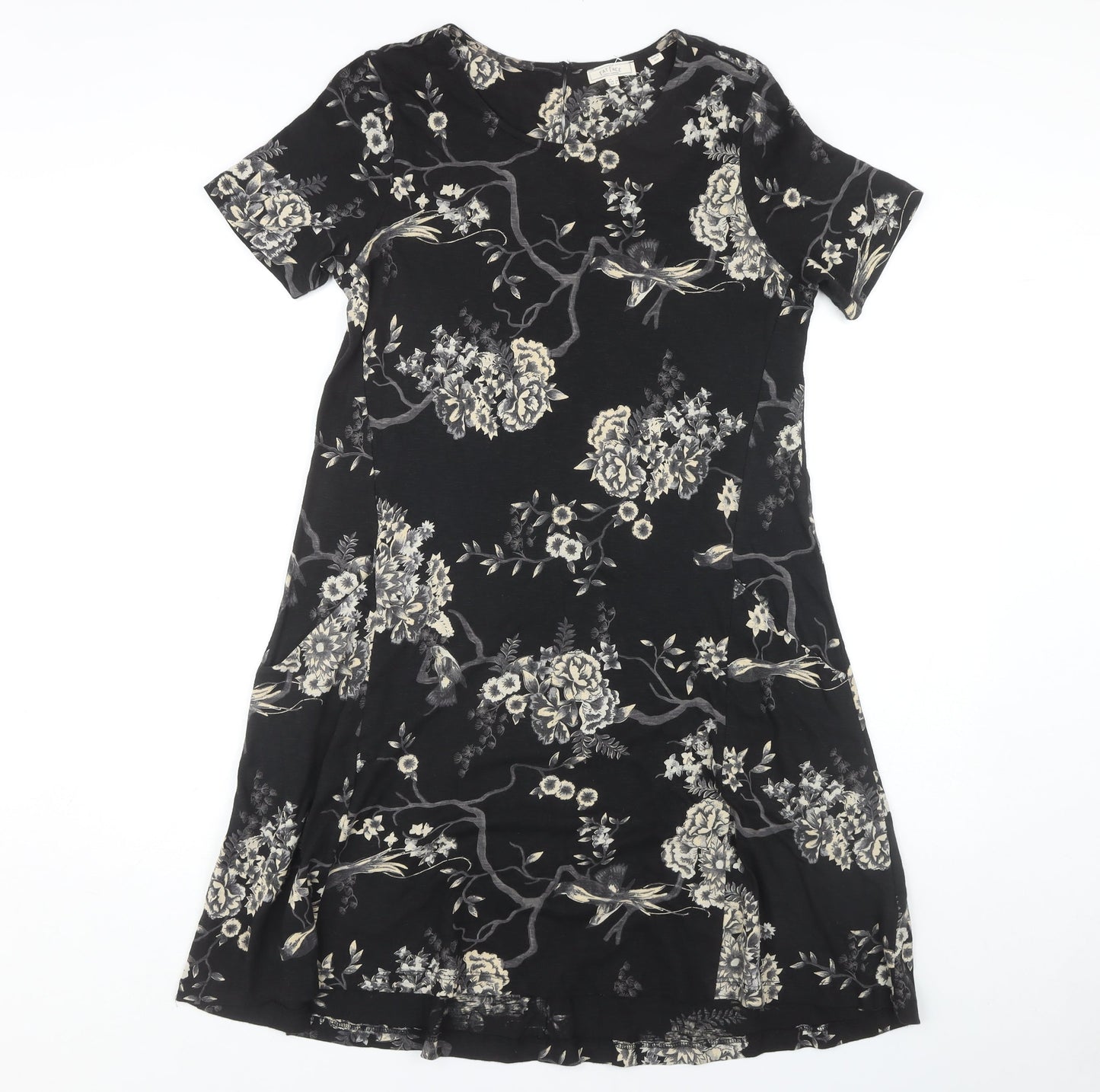 Fat Face Women's Black Floral A-Line Dress Size 10