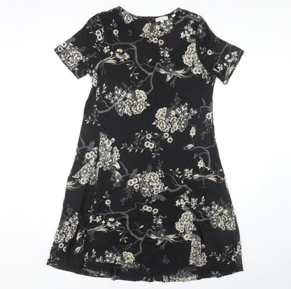 Fat Face Women's Black Floral A-Line Dress Size 10