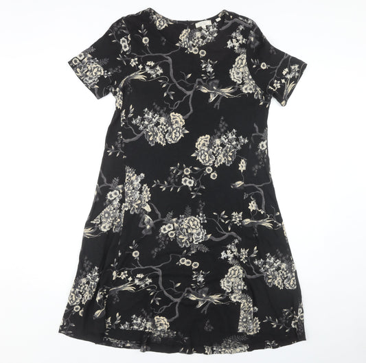 Fat Face Women's Black Floral A-Line Dress Size 10