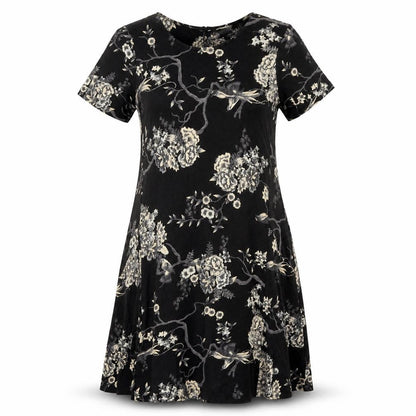 FatFace Women's Black Floral A-Line Dress Size 10