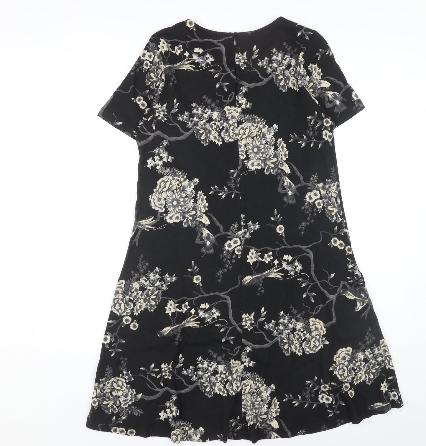 Fat Face Women's Black Floral A-Line Dress Size 10