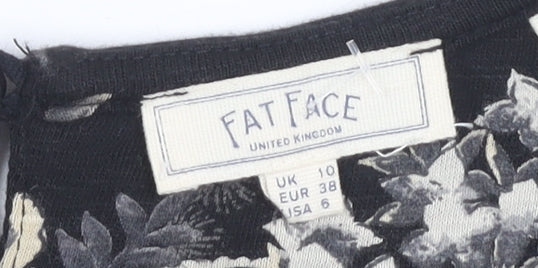 Fat Face Women's Black Floral A-Line Dress Size 10