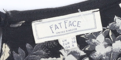 Fat Face Women's Black Floral A-Line Dress Size 10