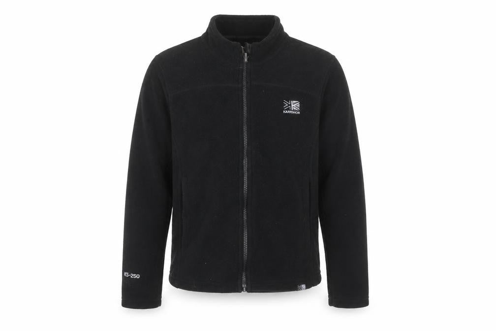 Front view of Karrimor boys’ black basic jacket, 13 years, full zip