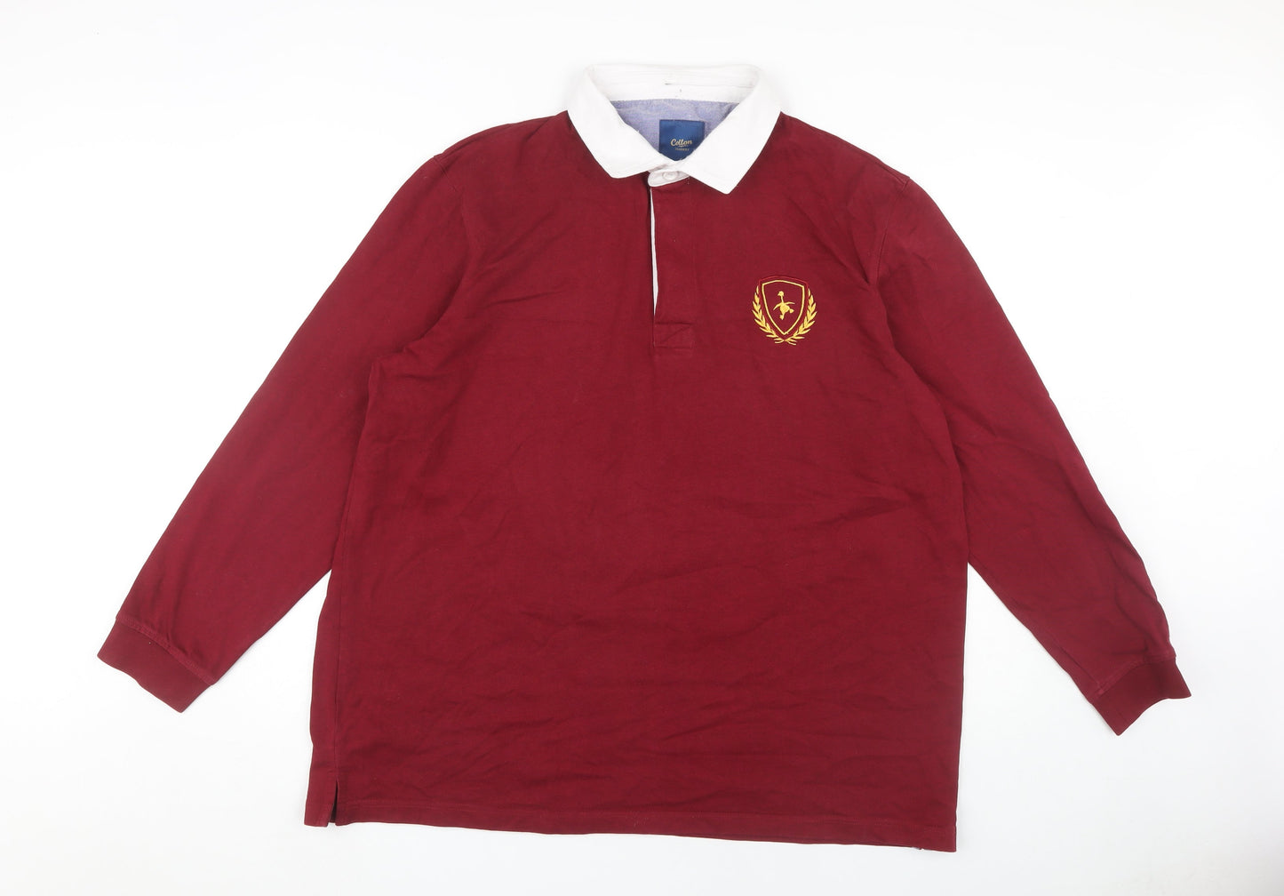 Cotton Traders Men's Red 2XL Long Sleeve Polo