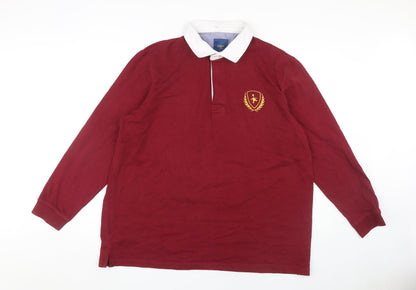 Cotton Traders Men's Red 2XL Long Sleeve Polo