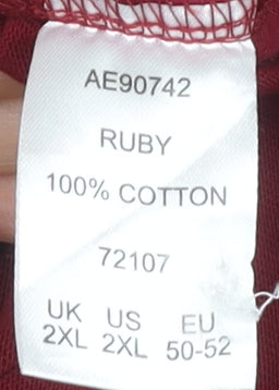 Cotton Traders Men's Red 2XL Long Sleeve Polo