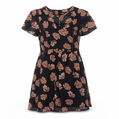 Pins and Needles Women's Black Floral Dress M