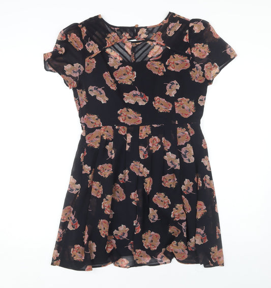 Pins and Needles Women's Black Floral Dress M