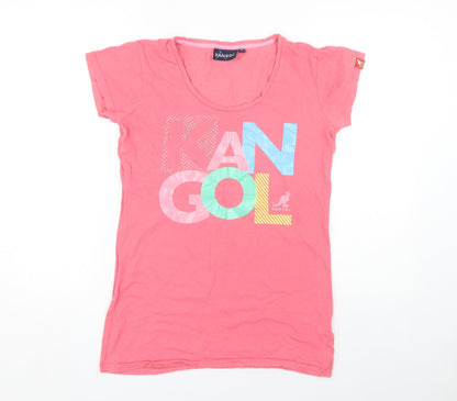 Womens UK Size 10 Kangol Pink Basic T-Shirt