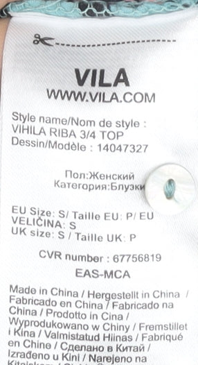 Womens UK Size S VILA Blue Basic Blouse