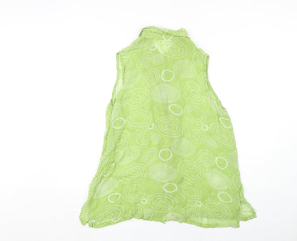 FIGURE Women's Green Geometric Collared Blouse, Size 14