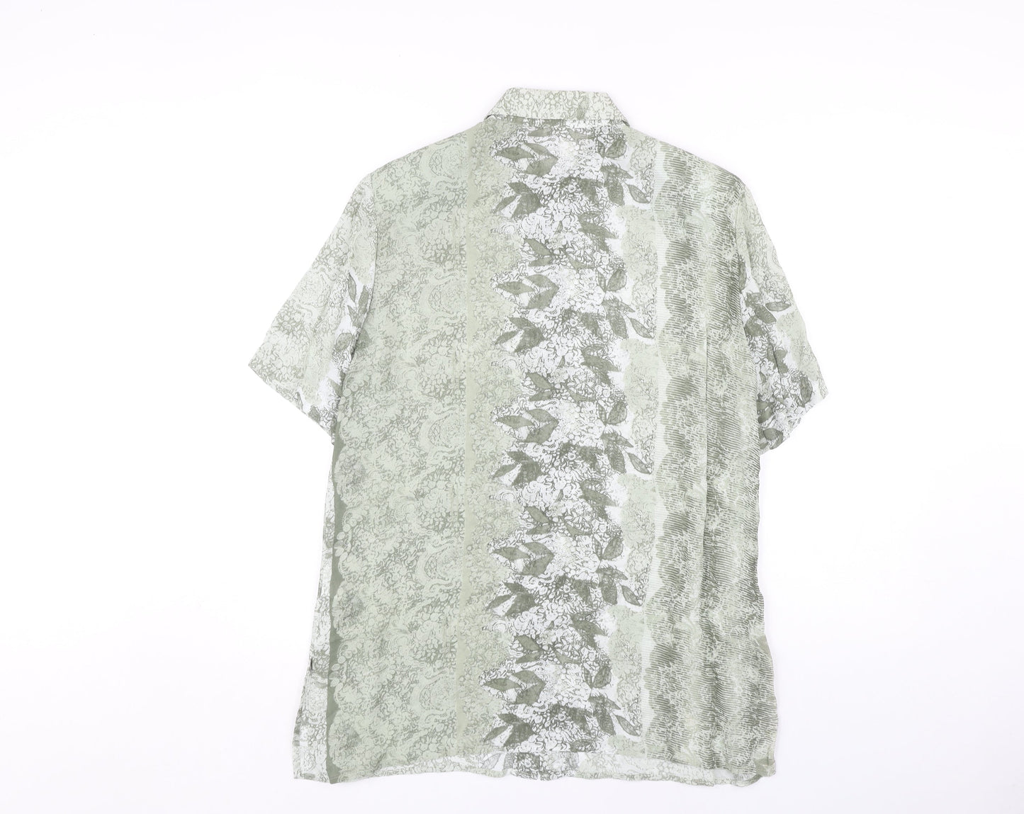 DUO Green Paisley Button-Up Shirt, Size 12, Viscose