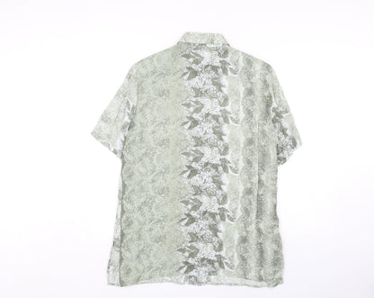 DUO Green Paisley Button-Up Shirt, Size 12, Viscose