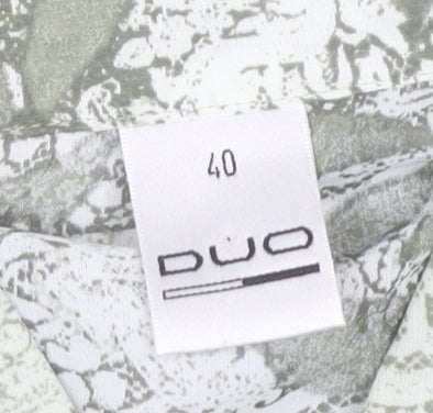 DUO Green Paisley Button-Up Shirt, Size 12, Viscose