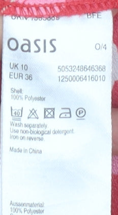 Womens UK Size 10 Oasis Red Camisole Tank
