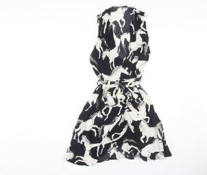 Karen Millen Women's Black Animal Print Sleeveless Dress