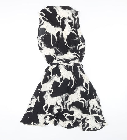 Karen Millen Women's Black Animal Print Sleeveless Dress