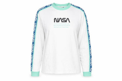 Front view of NASA unisex white pullover sweatshirt s