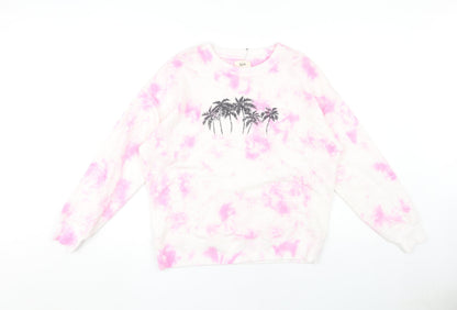 Hush Women's Pink Tie Dye Palm Sweatshirt, Size S